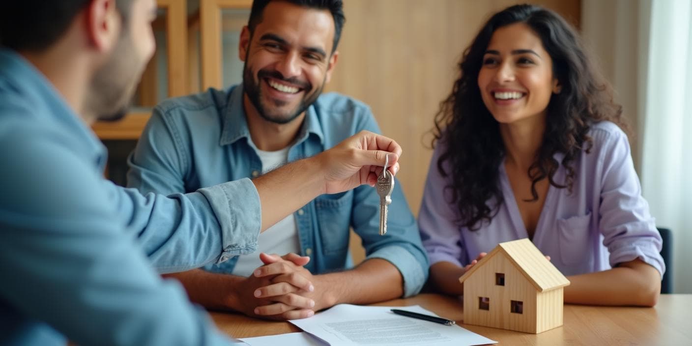 Familia feliz en su nueva casa - Servicio de gestión de crédito bancario